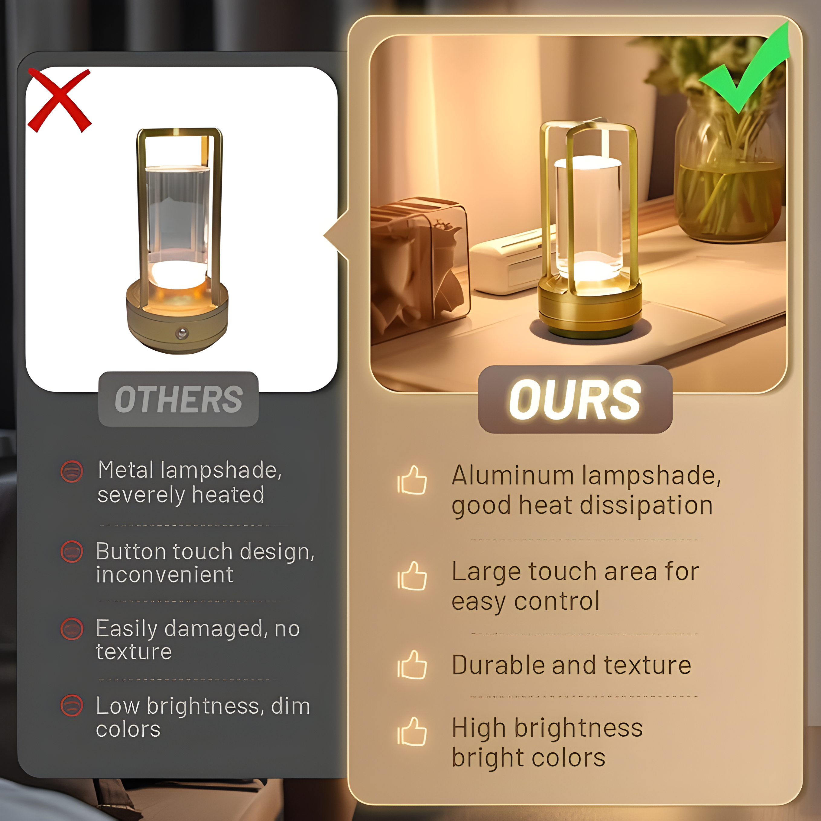 LumiGlow Crystal Lamp – Cordless Elegance for Every Room