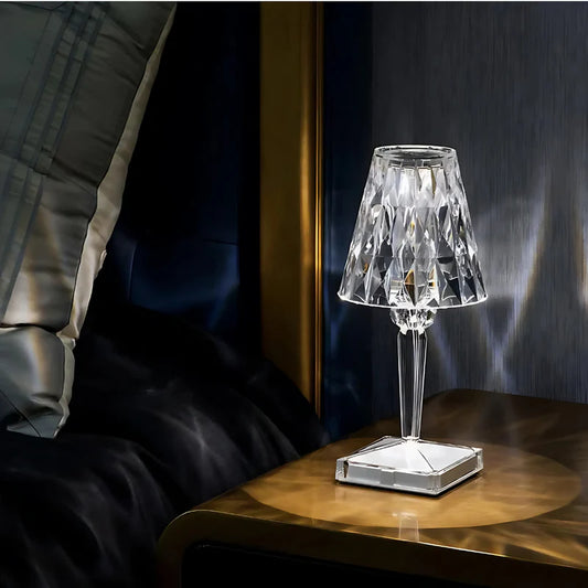 CrystalGlow Touch Lamp – Wireless Light, Luxury Vibes