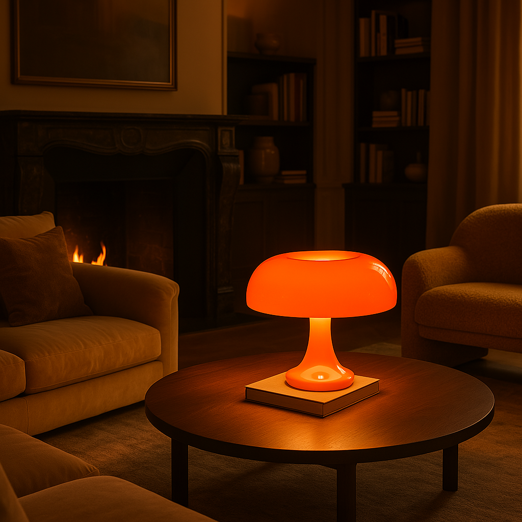 Mushroom Table Lamp - Retro Aesthetic Lighting with a Sleek Glossy Finish