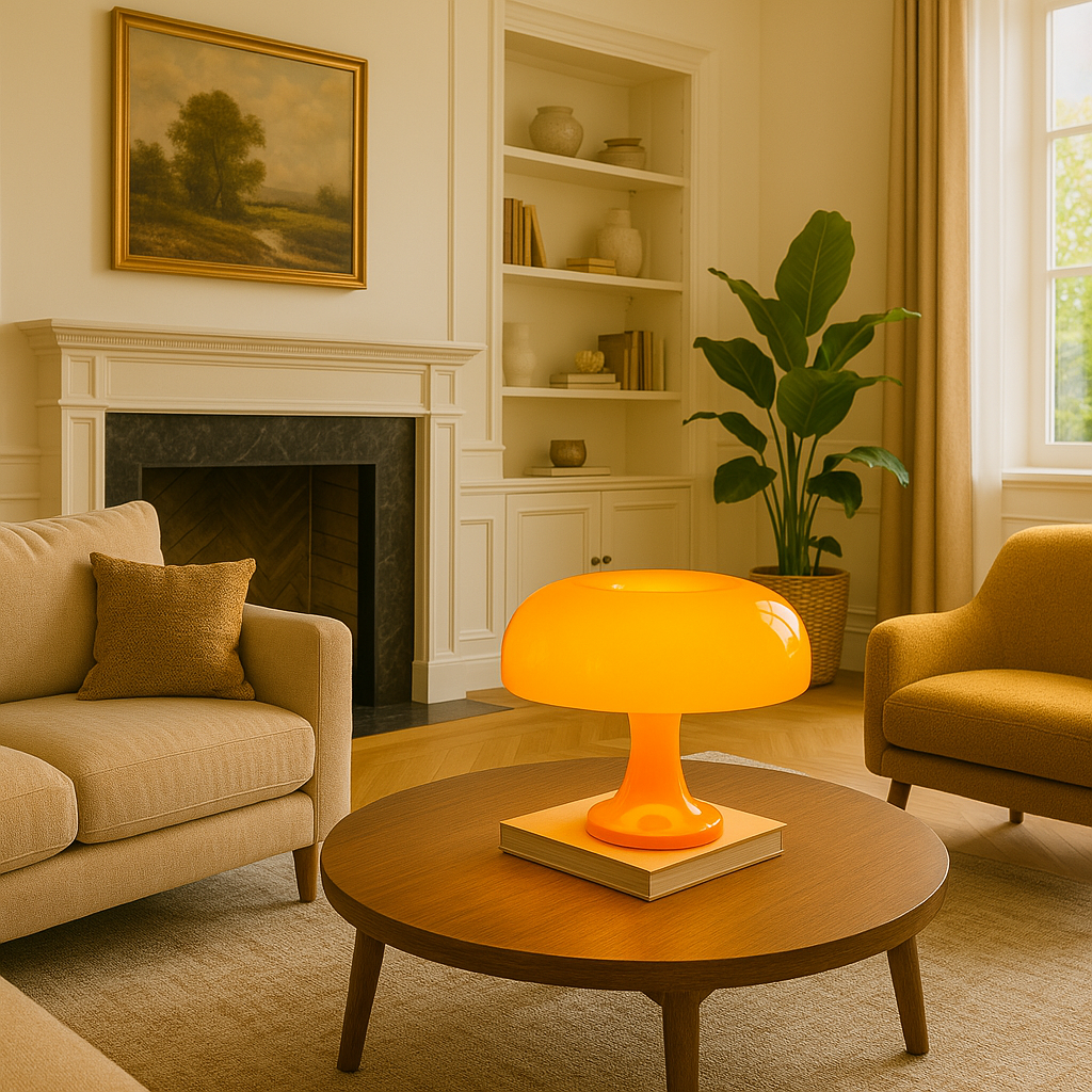 Mushroom Table Lamp - Retro Aesthetic Lighting with a Sleek Glossy Finish