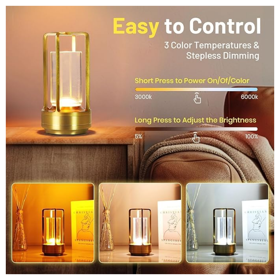 LumiGlow Crystal Lamp – Cordless Elegance for Every Room